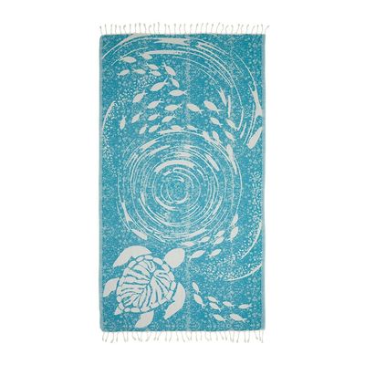 TURKISH COTTON BEACH TOWEL OCEAN TURTLE