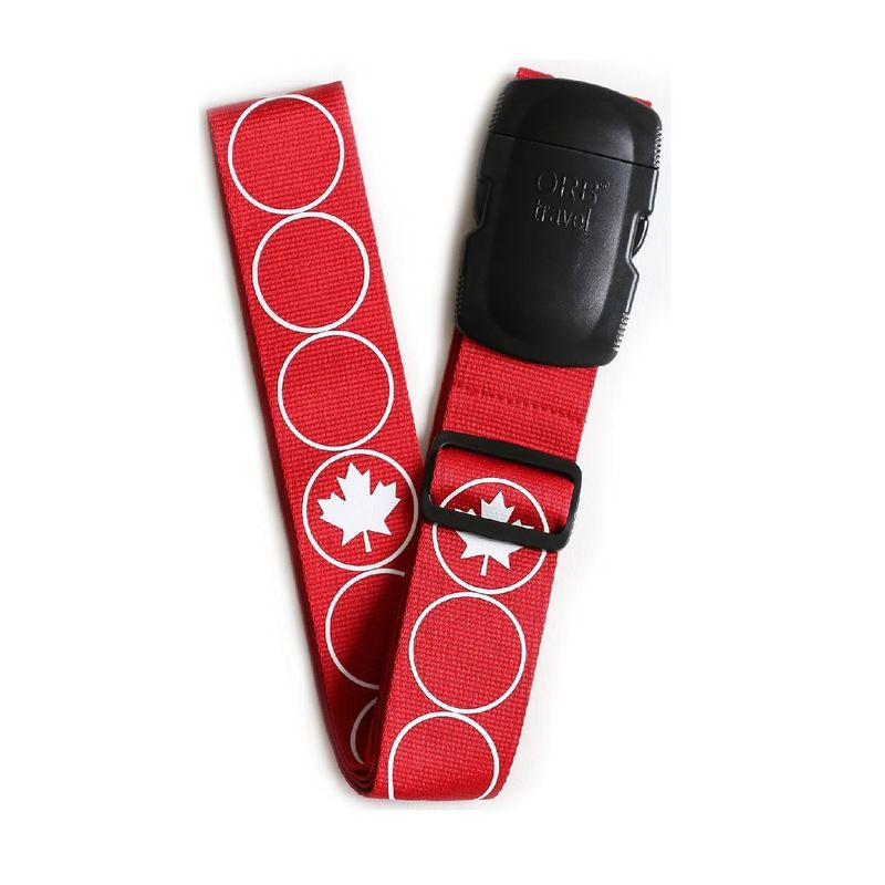 PATTERNED LUGGAGE STRAP MAPLE LEAF (LS240-RW) RED/WHITE