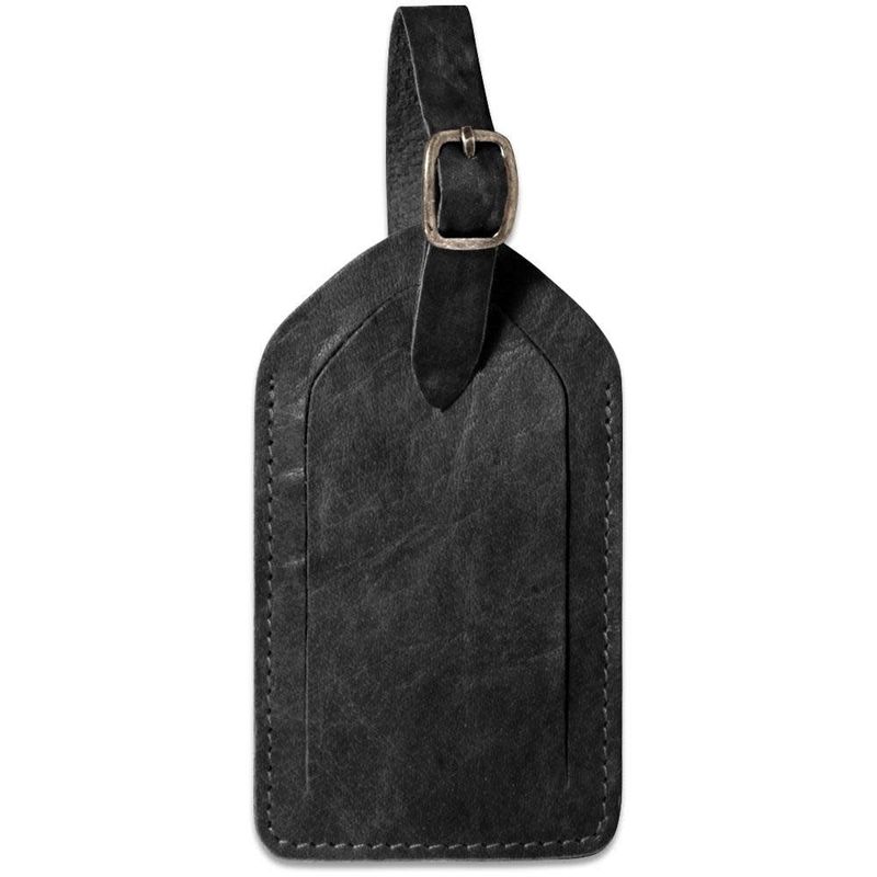 VOYAGER LEATHER LUGGAGE TAG BLACK (7101)