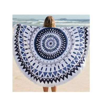 ROUND BEACH TOWEL BLUE &amp; WHITE (ZXD212)