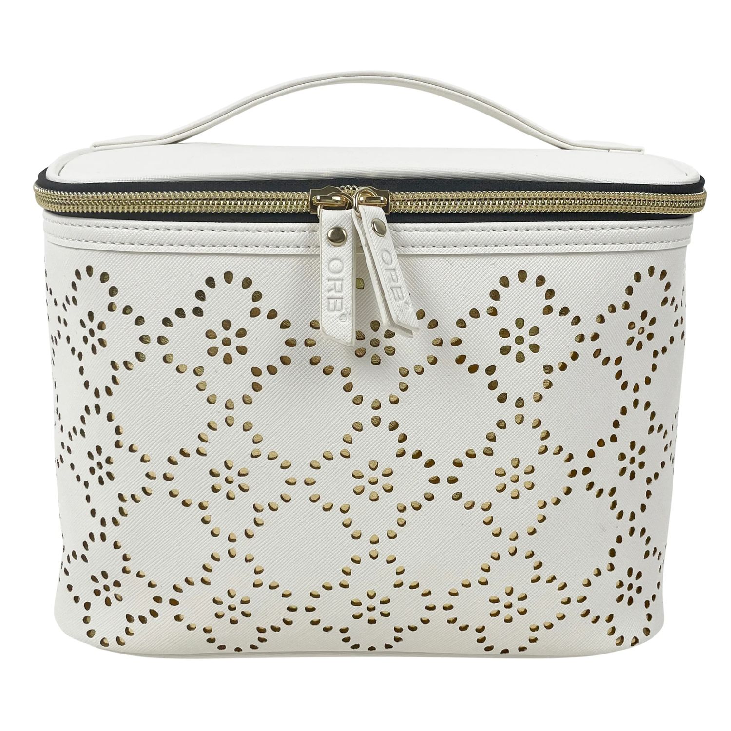 LACE TRAIN COSMETIC BAG OFF WHITE/GOLD (CB307)