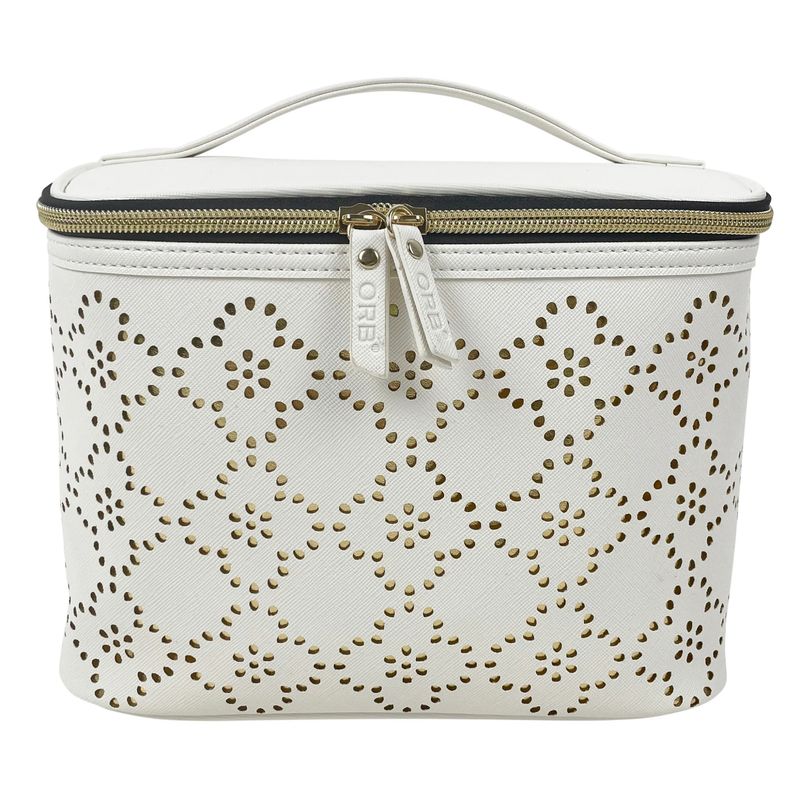 LACE TRAIN COSMETIC BAG OFF WHITE/GOLD (CB307)