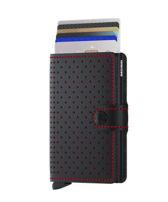 MINIWALLET PERFORATED BLACK-RED