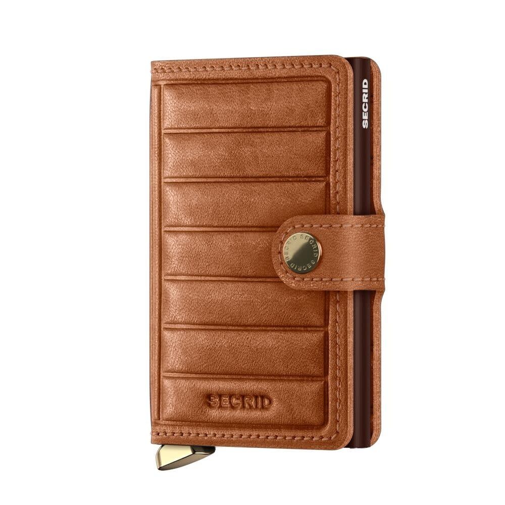 PREMIUM MINIWALLET EMBOSS LINES COGNAC