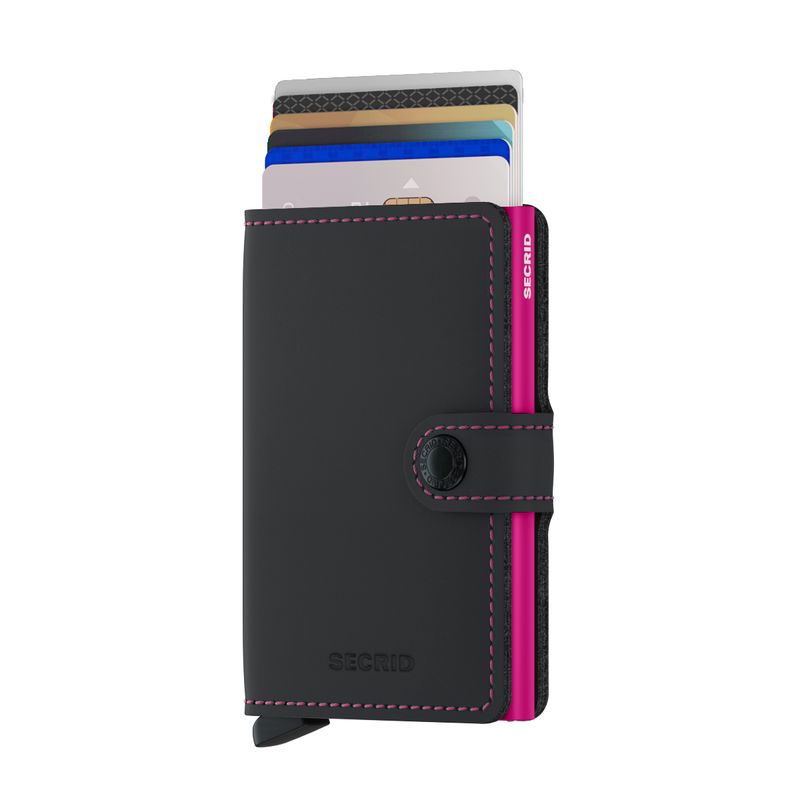 MINIWALLET MATTE BLACK &amp; FUCHSIA