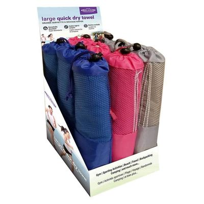 MICROFIBRE QUICK DRY SPORT TOWEL 33&quot; X 51&quot;  W/ POUCH (700540) ASST COLOUR