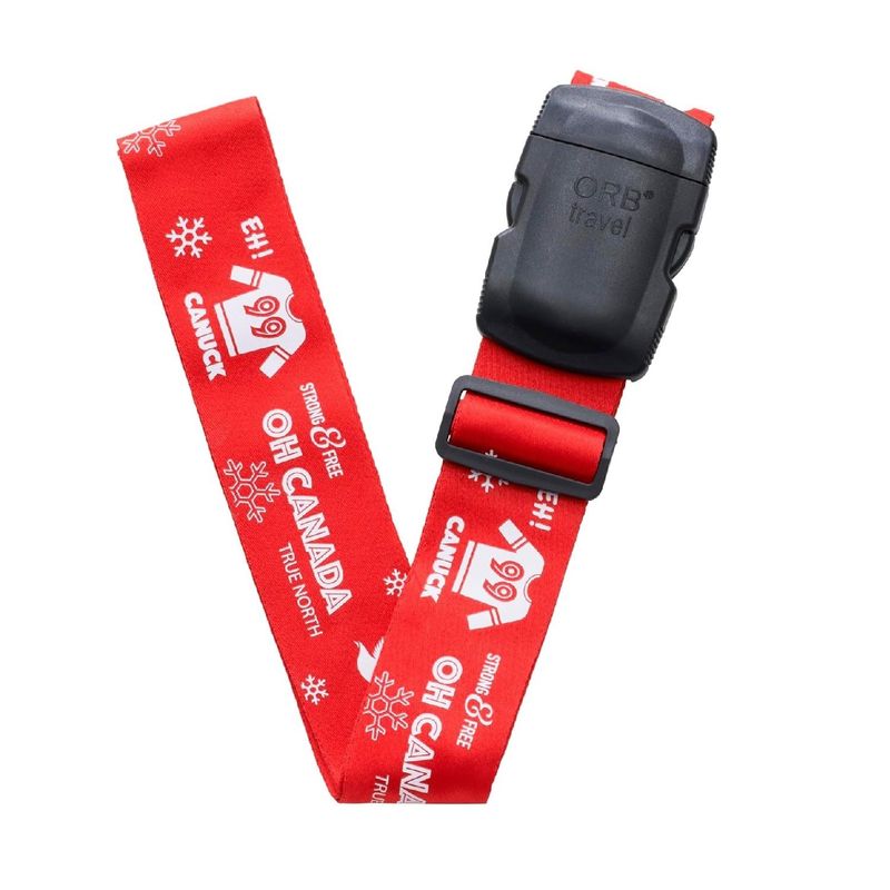 PATTERNED LUGGAGE STRAP OH CANADA (LS249-RW) RED/WHITE