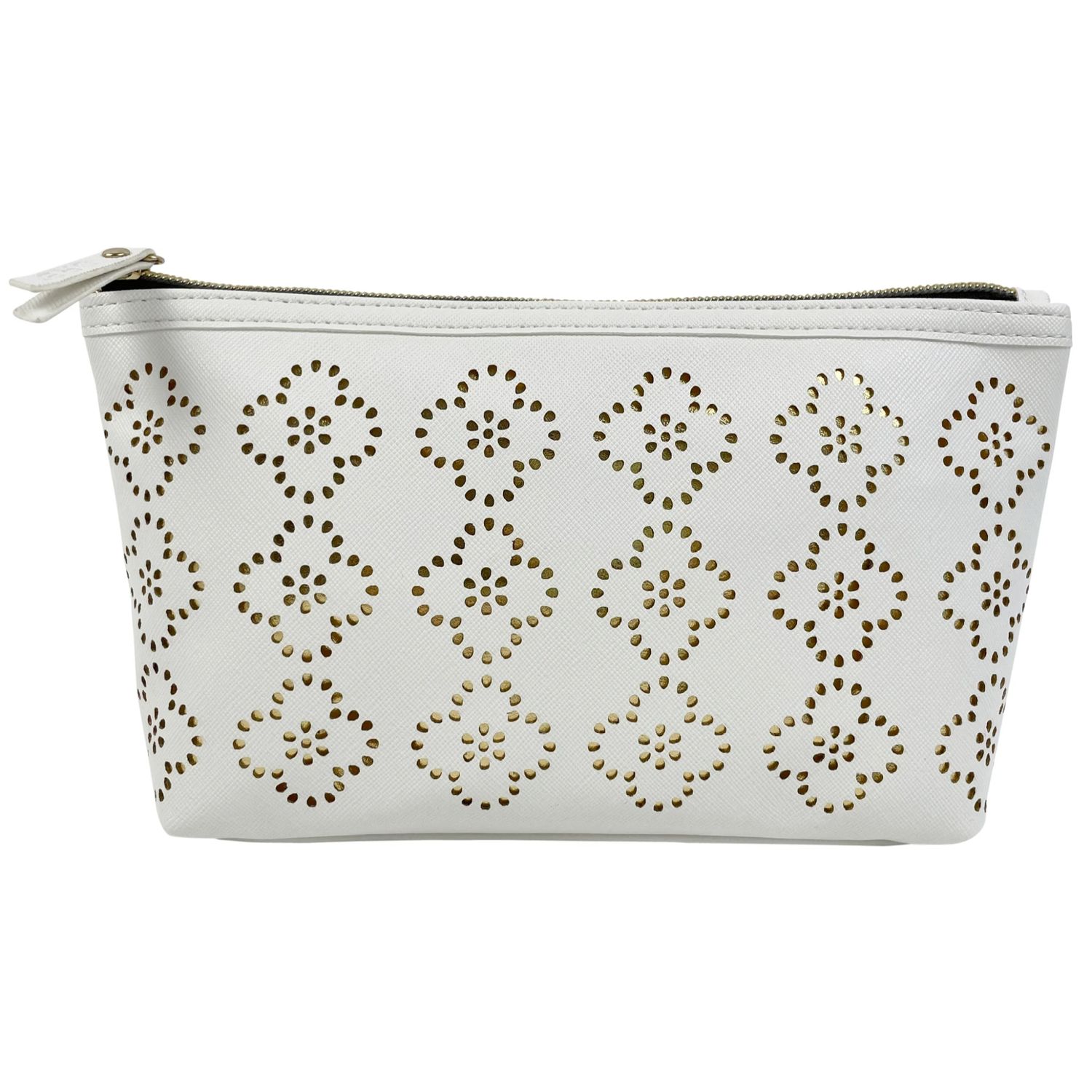 LACE MEDIUM COSMETIC CASE, OFF WHITE/GOLD (CB3