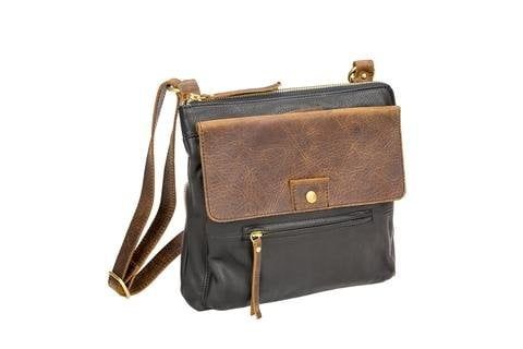 LUNA FLAPPED CROSSBODY (7125), Color: BLACK