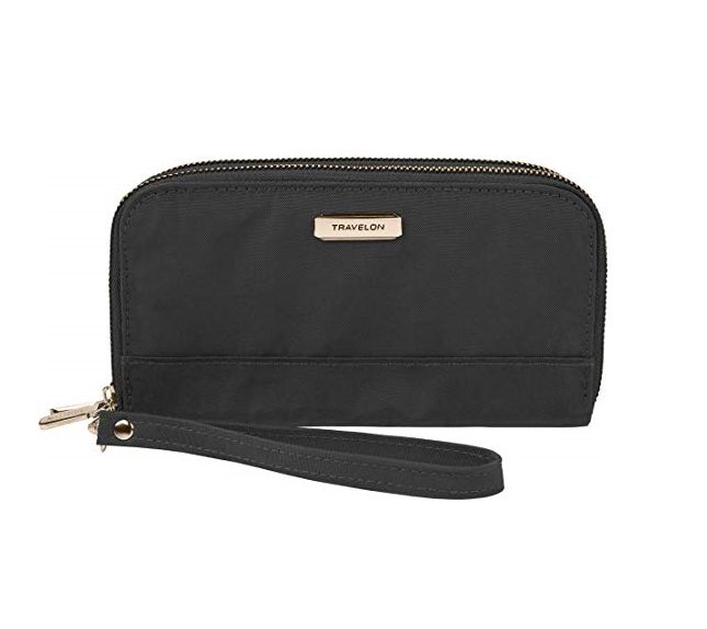 DOUBLE ZIP CLUTCH WALLET (43399) , Color: BLACK