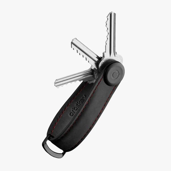 CRAZY HORSE LEATHER KEY ORGANIZER  (CHLO-2-, Color: OBRDBK) OBSIDIAN BLACK/RED (BLACK HARDWARE)