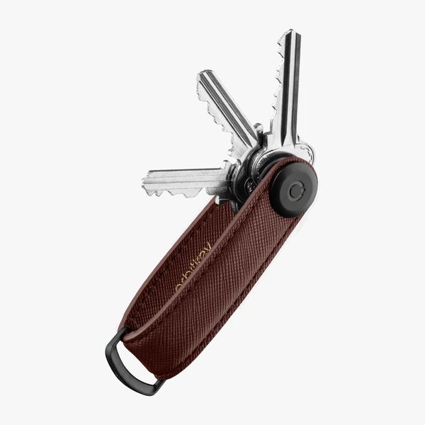 SAFFIANO LEATHER KEY ORGANIZER  (SFLO-2-, Color: DCDCBK) DARK CHERRY (BLACK HARDWARE)