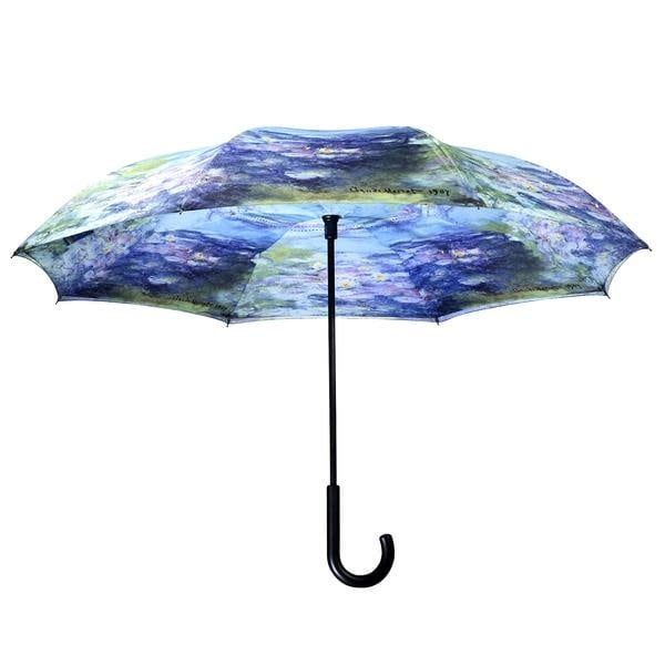 STICK UMBRELLA REVERSE CLOSE FAMOUS ARTISTS, Color: MONET &quot;WATER LILIES&quot; (20201RC)