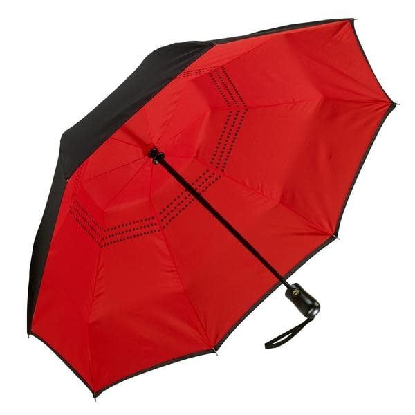 FOLDING UMBRELLA REVERSE CLOSE, Color: BLACK/RED