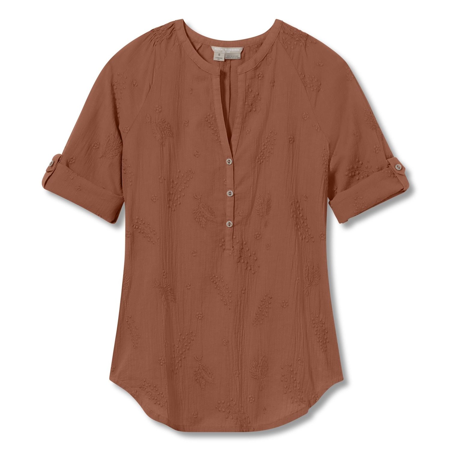 WOMEN&#39;S OASIS TUNIC II 3/4 SLEEVE, BAKED CLAY (Y622019-916), Size: MEDIUM