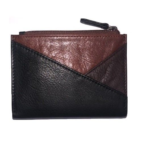 MEDIUM LEATHER BI-FOLD SNAP WALLET (1405), Color: BLACK
