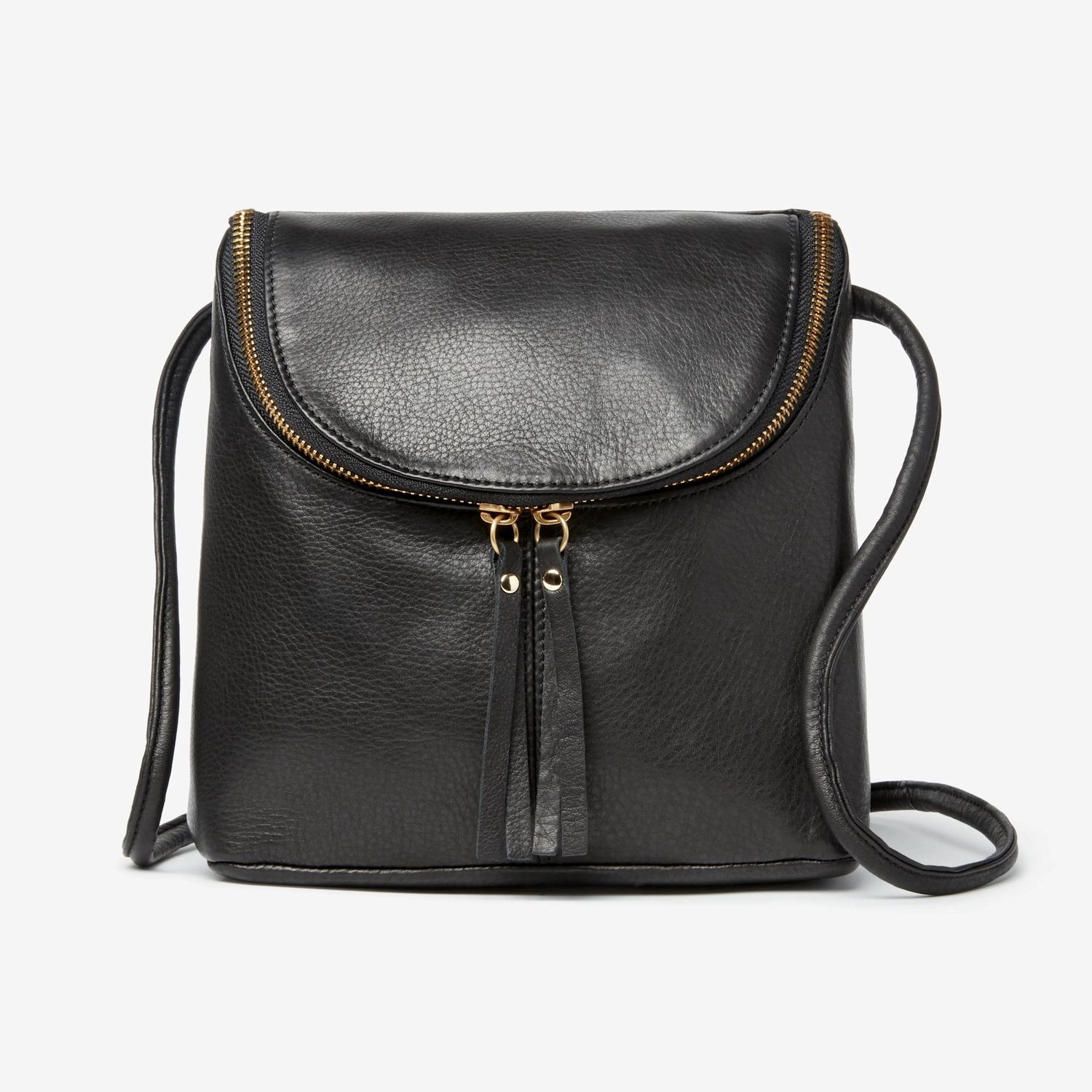 EMERY SMALL LEATHER CROSSBODY (7044), Color: BLACK