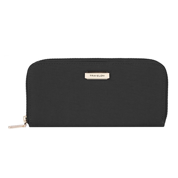 RFID SINGLE ZIP WALLET (43398), Color: BLACK