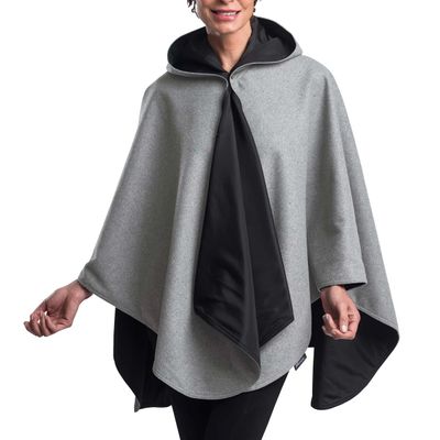 WARMCAPER REVERSIBLE HOODED RAINCAPE, PEWTER GREY (RCWC-1755)