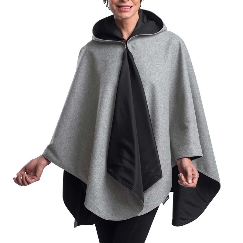 WARMCAPER REVERSIBLE HOODED RAINCAPE, PEWTER GREY (RCWC-1755)