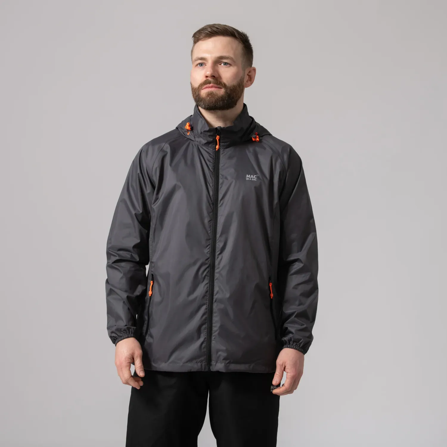 ORIGIN II PACKABLE UNISEX RAIN JACKET CHARCOAL, Size: XXL