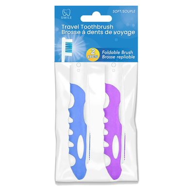 FOLDABLE TRAVEL TOOTHBRUSH 2PC (T31147)