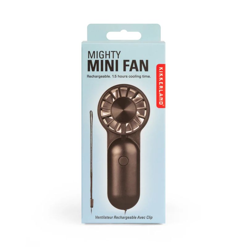 RECHARGEABLE MIGHTY MINI FAN WITH LANYARD (FA12-BK) BLACK