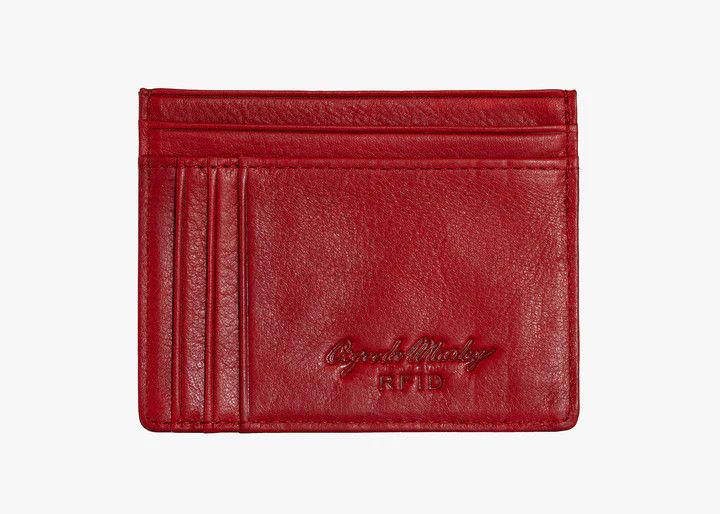 FRONT POCKET LEATHER RFID CARD WALLET (1258), Color: GARNET