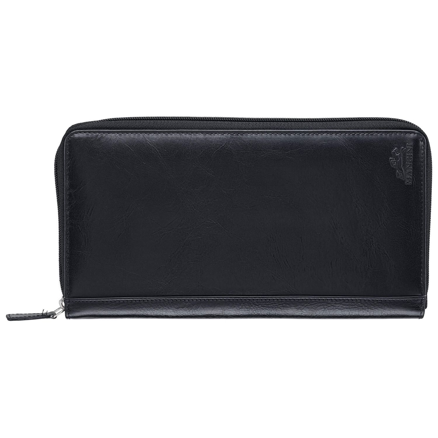 CASABLANCA LEATHER ZIP AROUND TRAVEL WALLET (8700945), Color: BLACK