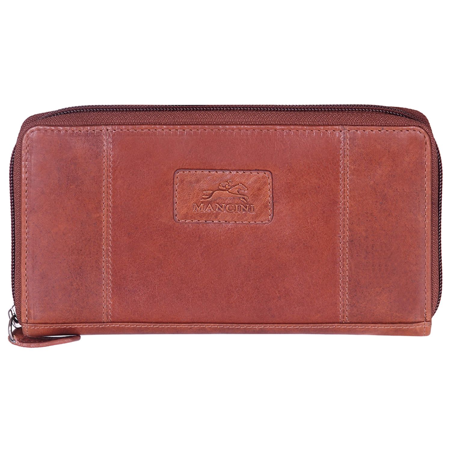 CASABLANCA LADIES RFID ZIP CLUTCH WALLET (8700200), Color: COGNAC
