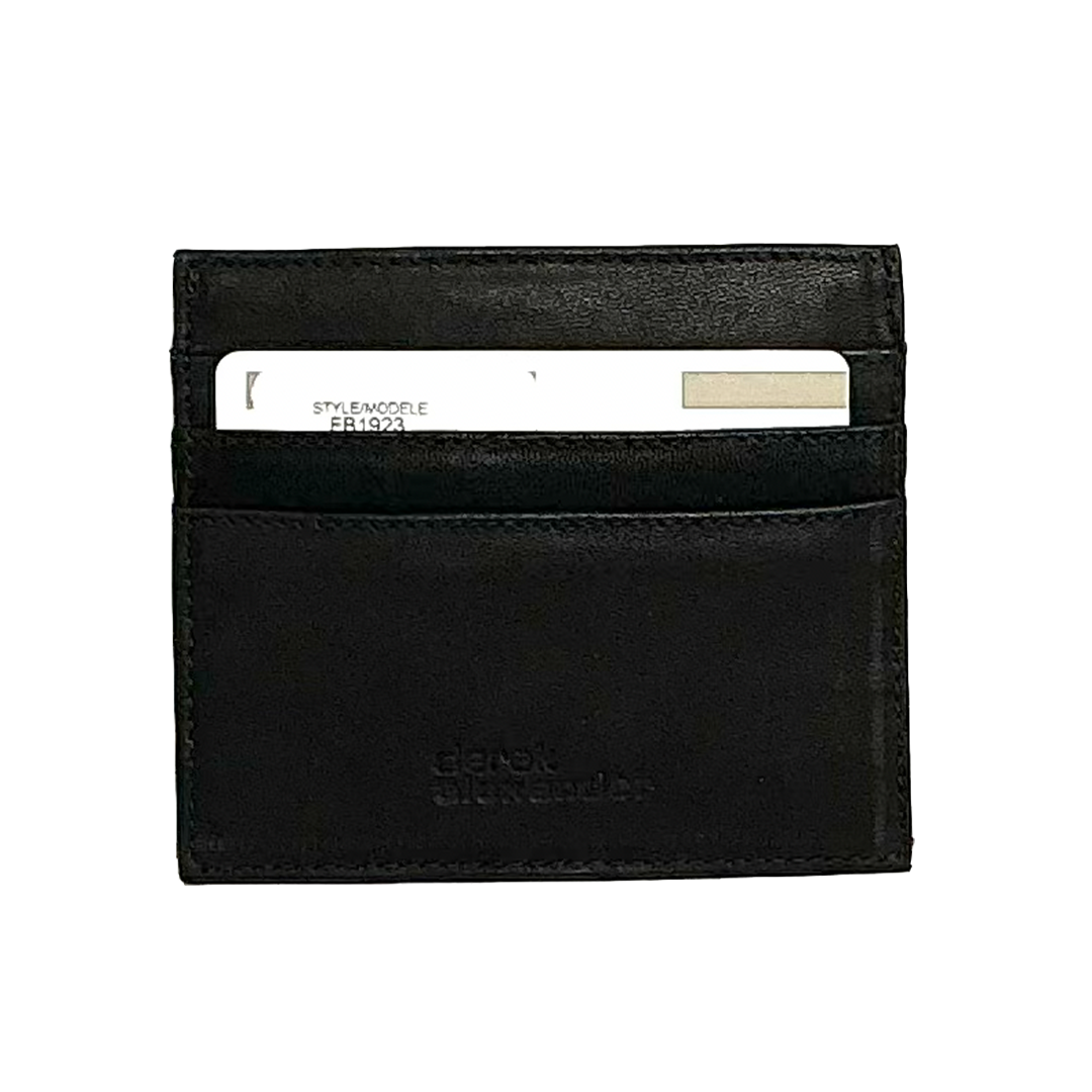 TWO SIDED LEATHER CARD HOLDER (FB-1923), Color: BLACK