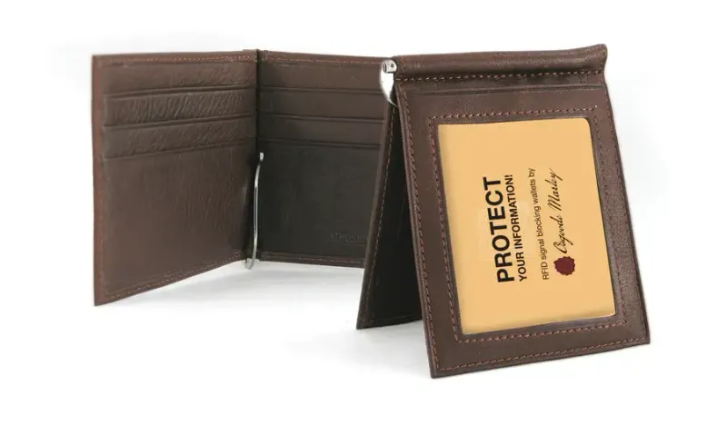 RFID ID MONEY CLIP WALLET (1221) BRANDY