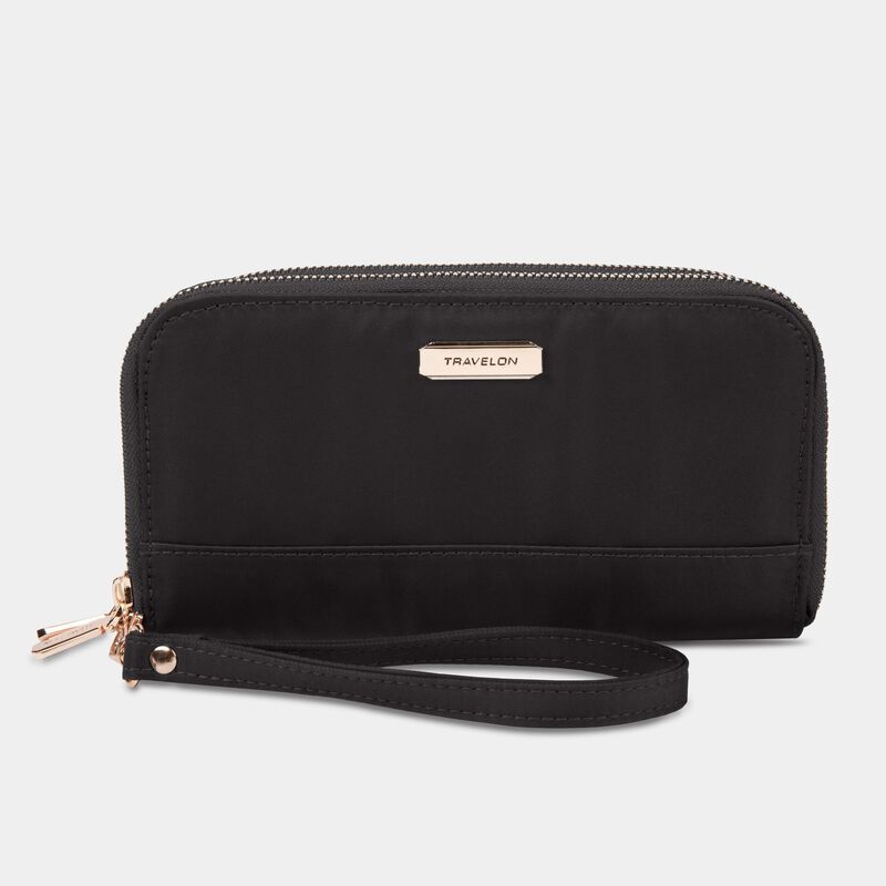 DOUBLE ZIP CLUTCH WALLET (43399), Color: BLACK