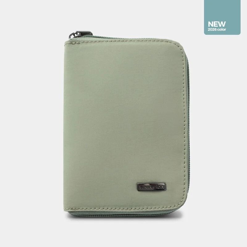 RFID BLOCKING PASSPORT ZIP WALLET (43401), Color: 425 MOSS