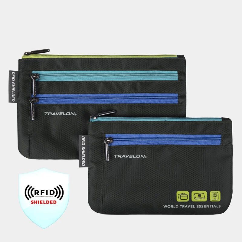 SET OF 2 CURRENCY &amp; PASSPORT ORGANIZERS (43370, Color: 500) BLACK