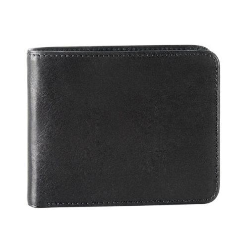 MENS LEATHER BILLFOLD W/ 10 CREDIT CARD SLOTS, BLACK (AX-5001)