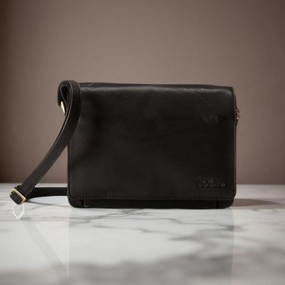 FLASHBACK LEATHER 3/4 FLAP ORGANIZER BAG (FB-1978) BLACK