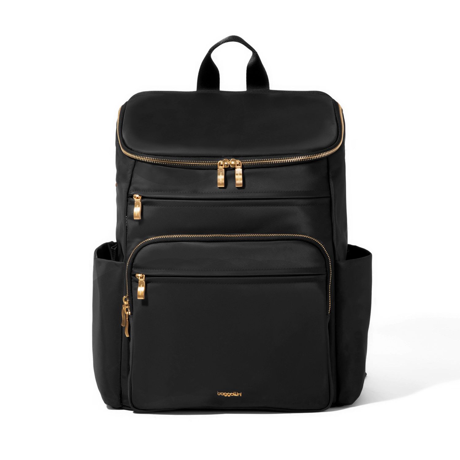 LEXINGTON WIDEMOUTH LAPTOP BACKPACK (LEX217), Color: BLACK TWILL W/ GOLD HARDWARE