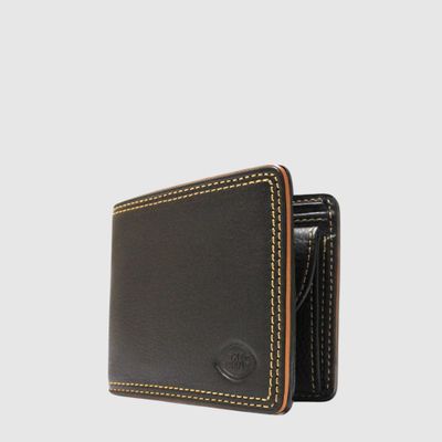 ITALIAN LEATHER RFID MEN'S BI-FOLD  WALLET W/ LEFT FLAP &amp; COIN (587510)