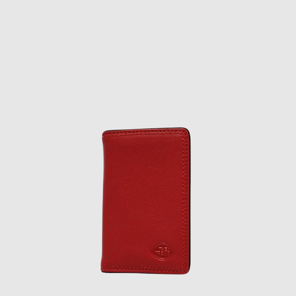 ITALIAN LEATHER MEN'S CARD WALLET (587191), Color: RED/MULTI (168)