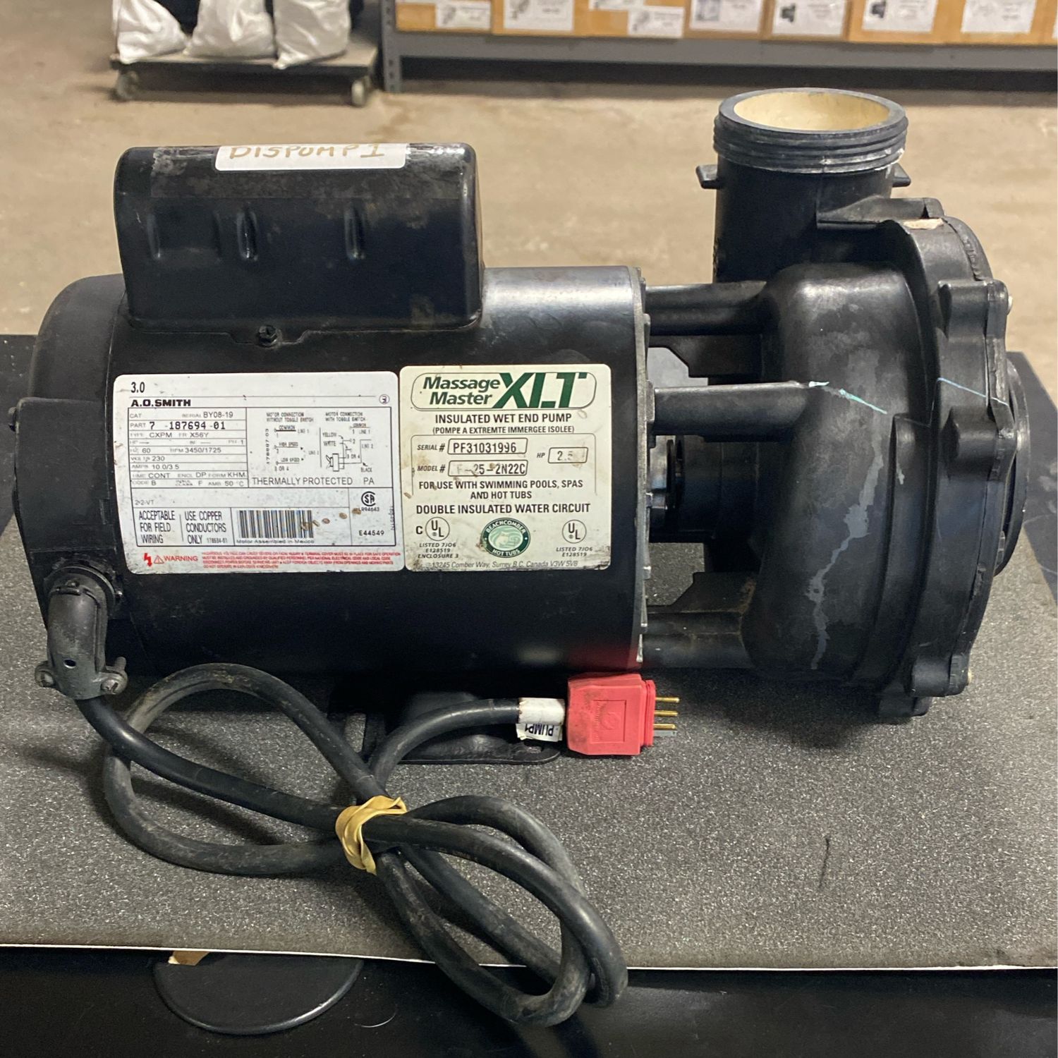 Refurbished Hot Tub Pump (3 HP) (DISPUMP1)