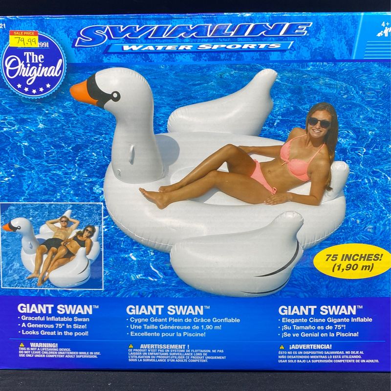 Swimline 90621 Giant Swan Inflatable Ride-On Pool Float, 1-Pack