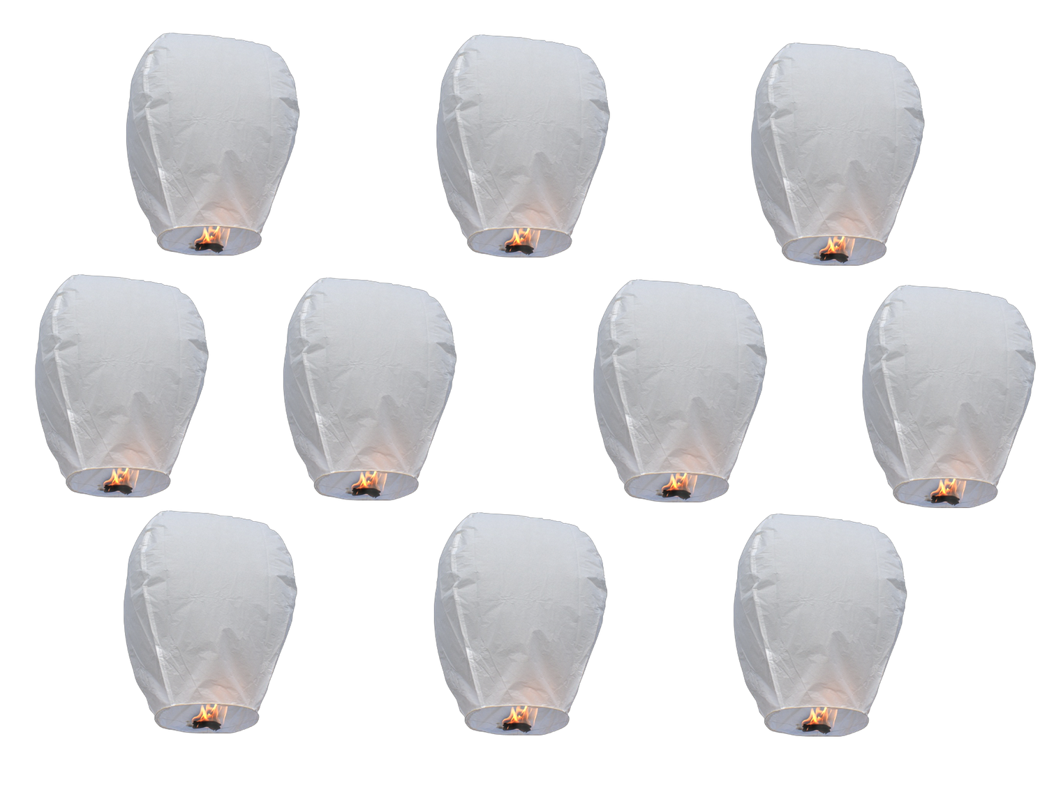 10 PACK WHITE PREMIUM SKY LANTERNS COLOR BOXED