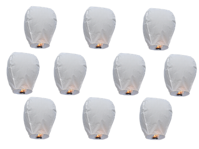 10 PACK WHITE PREMIUM SKY LANTERNS COLOR BOXED