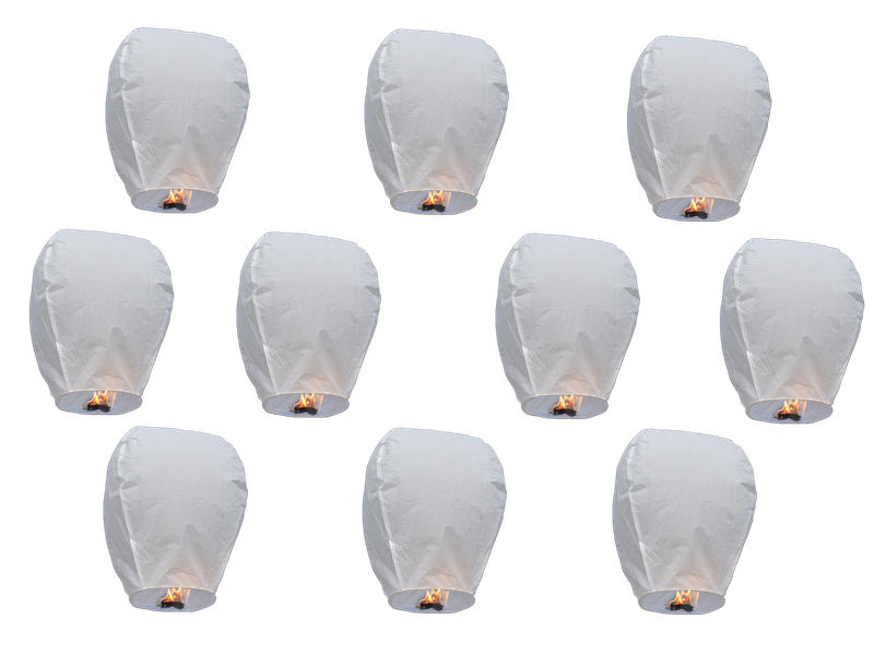 10 PACK WHITE PREMIUM SKY LANTERNS COLOR BOXED