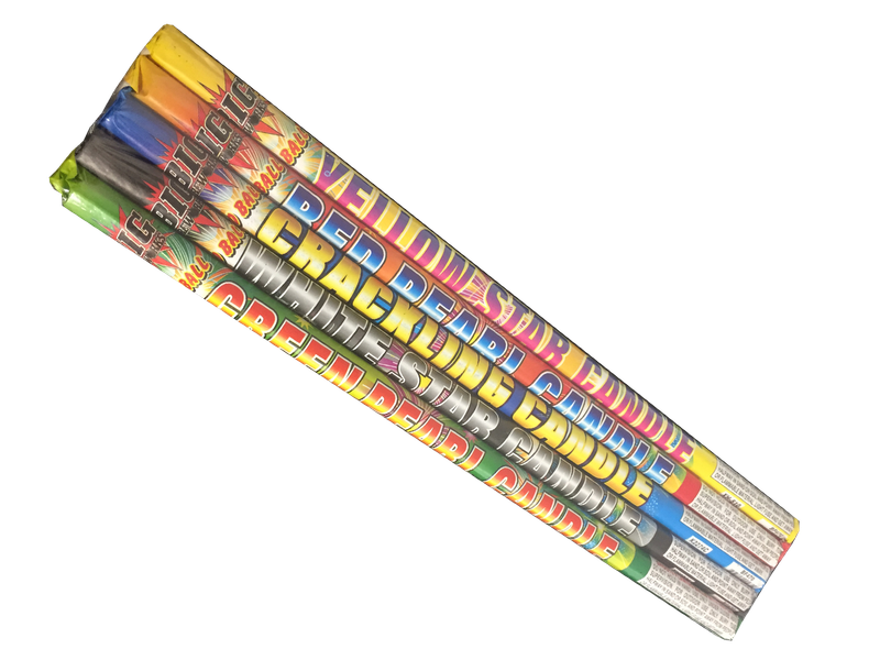 5 PACK ASSORTED EFFECT ROMAN CANDLE