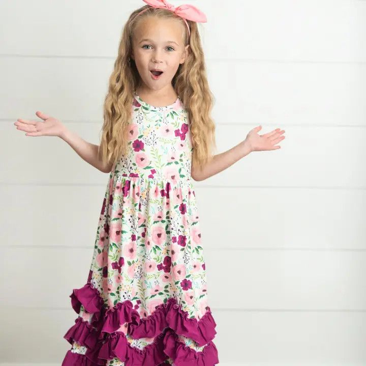 Plum 3 Ruffle Dress