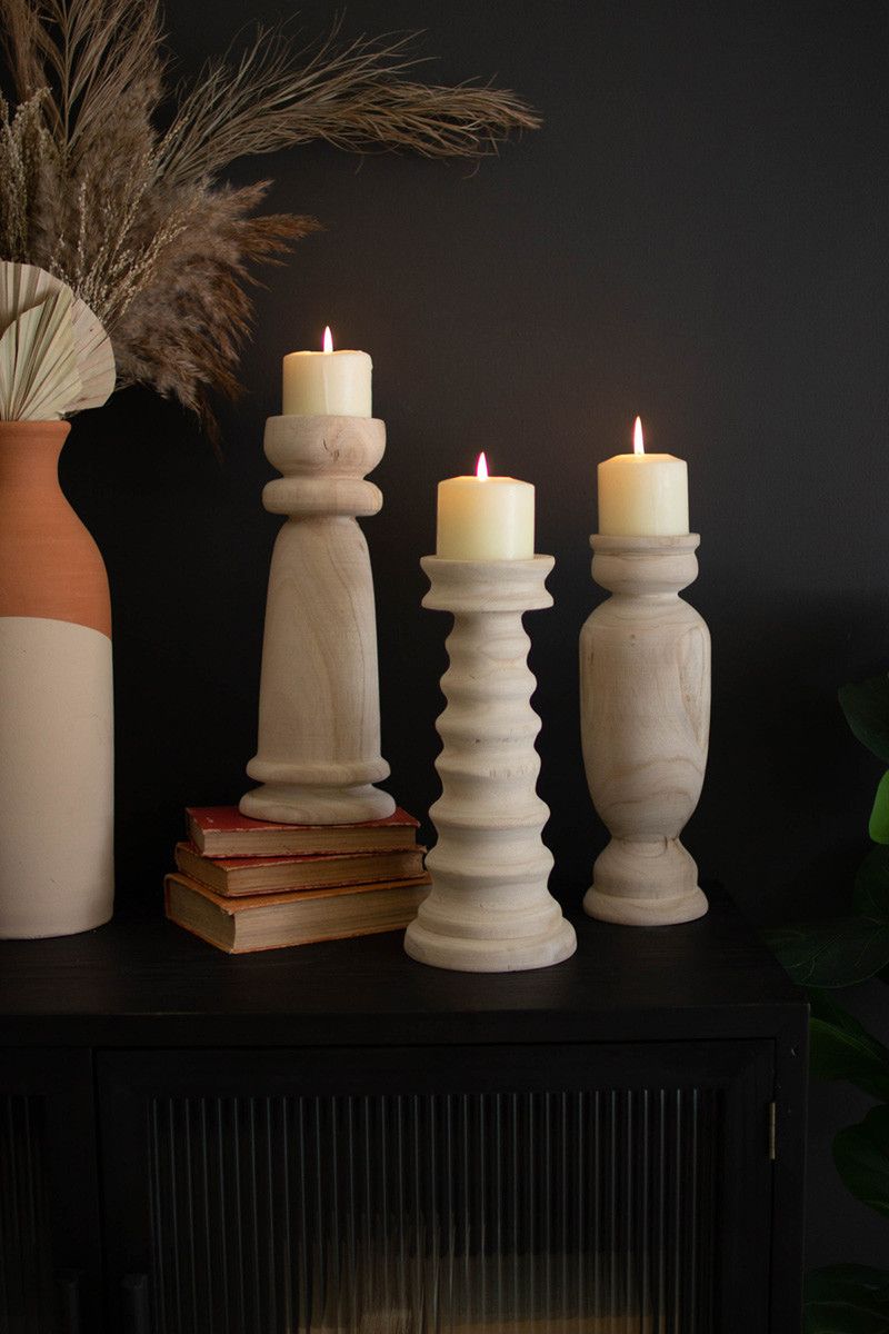 Turned Wood Candle Holders