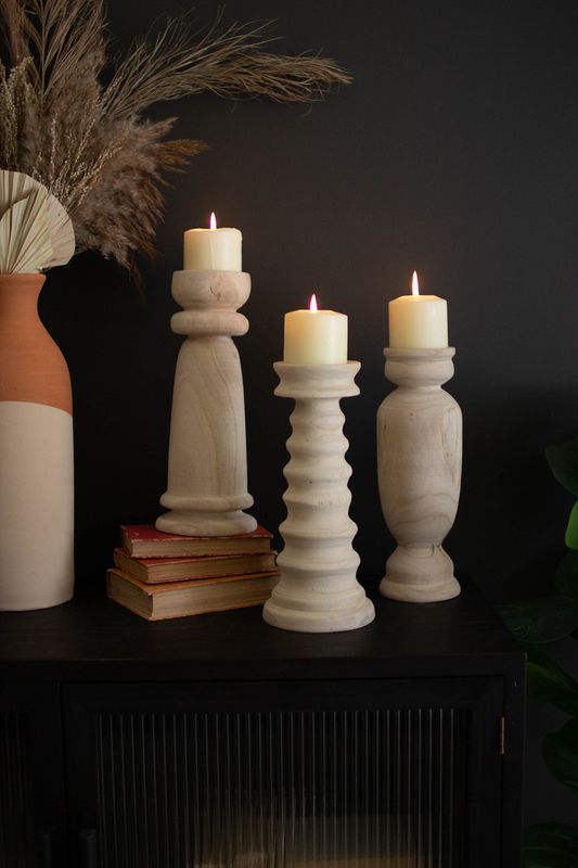Turned Wood Candle Holders