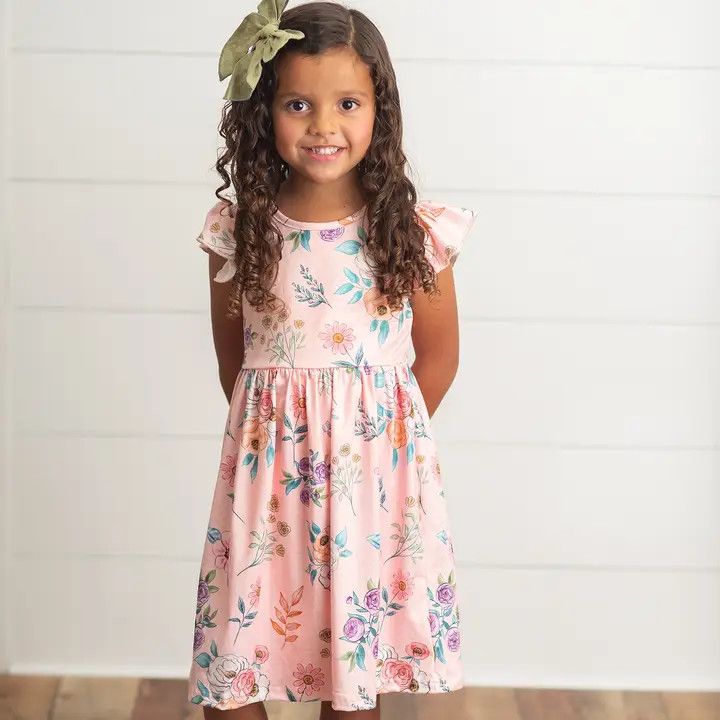 Blush Floral Spring Flutter Dress
